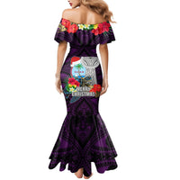 Guam Christmas Mermaid Dress Santa Gift Latte Stone and Sea Turle Mix Hibiscus Chamorro Pink Style LT03 - Polynesian Pride