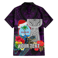 Custom Guam Christmas Family Matching Puletasi Dress and Hawaiian Shirt Santa Gift Latte Stone and Sea Turle Mix Hibiscus Chamorro Pink Style LT03 - Polynesian Pride