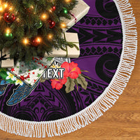 Custom Guam Christmas Tree Skirt Santa Gift Latte Stone and Sea Turle Mix Hibiscus Chamorro Pink Style LT03
