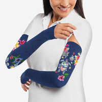 Hawaiian Turtles and Tropical Plants Arm Sleeves Blue Watercolor