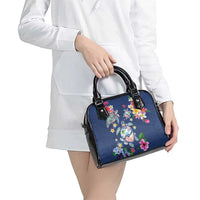 Hawaiian Turtles and Tropical Plants Shoulder Handbag Blue Watercolor