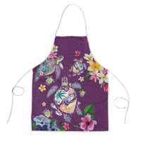 Hawaiian Turtles and Tropical Plants Apron Purple Watercolor