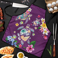 Hawaiian Turtles and Tropical Plants Apron Purple Watercolor