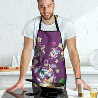 Hawaiian Turtles and Tropical Plants Apron Purple Watercolor