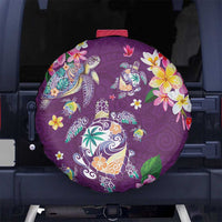 Hawaiian Turtles and Tropical Plants Spare Tire Cover Purple Watercolor