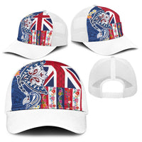 Hawaiian Manta Ray Baseball Net Cap with Hawaii Flag and Flowers
