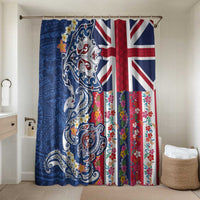 Hawaiian Manta Ray and Turtle Tribal Tattoo Bathroom Set With Hawaii Flag and Flowers