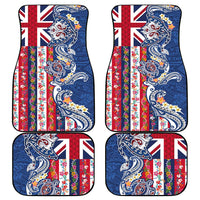 Hawaiian Manta Ray and Turtle Tribal Tattoo Car Mats With Hawaii Flag and Flowers
