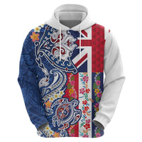 Hawaiian Manta Ray and Turtle Tribal Tattoo Hoodie With Hawaii Flag and Flowers