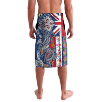 Hawaiian Manta Ray and Turtle Tribal Tattoo Lavalava With Hawaii Flag and Flowers