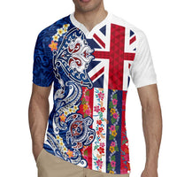 Hawaiian Manta Ray and Turtle Tribal Tattoo Rugby Jersey With Hawaii Flag and Flowers