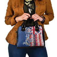 Hawaiian Manta Ray and Turtle Tribal Tattoo Shoulder Handbag With Hawaii Flag and Flowers