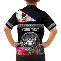 Personalized American Samoa Flag Day Family Matching Off The Shoulder Long Sleeve Dress and Hawaiian Shirt Tanoa and Fue mix Hibiscus Flower Polynesian Pattern