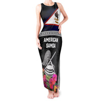 Personalized American Samoa Flag Day Tank Maxi Dress Tanoa and Fue mix Hibiscus Flower Polynesian Pattern LT03 Women Black - Polynesian Pride