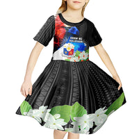Philippines Independence Day Kid Short Sleeve Dress Philippines Eagle and Sampaguita Jasmine Yakan Tribal