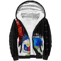 Philippines Independence Day Sherpa Hoodie Philippines Eagle and Sampaguita Jasmine Yakan Tribal