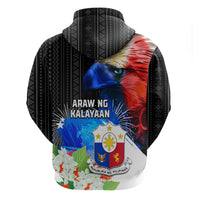 Philippines Independence Day Zip Hoodie Philippines Eagle and Sampaguita Jasmine Yakan Tribal