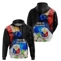 Philippines Independence Day Zip Hoodie Philippines Eagle and Sampaguita Jasmine Yakan Tribal