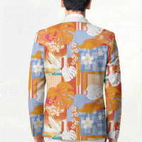 Hawaiian and Japanese Culture Together Blazer Palaka Japanese Art and Tropical Motif Tribal Patchwork