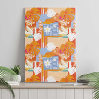 Hawaiian and Japanese Culture Together Canvas Wall Art Palaka Japanese Art and Tropical Motif Tribal Patchwork LT03 - Polynesian Pride