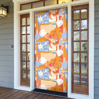 Hawaiian and Japanese Culture Together Door Cover Palaka Japanese Art and Tropical Motif Tribal Patchwork LT03 - Polynesian Pride