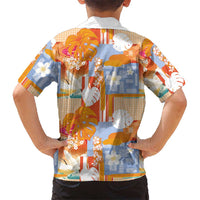 Hawaiian and Japanese Culture Together Kid Hawaiian Shirt Palaka Japanese Art and Tropical Motif Tribal Patchwork LT03 - Polynesian Pride