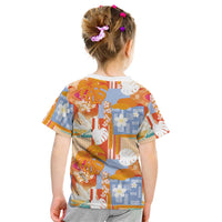 Hawaiian and Japanese Culture Together Kid T Shirt Palaka Japanese Art and Tropical Motif Tribal Patchwork LT03 - Polynesian Pride