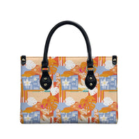Hawaiian and Japanese Culture Together Leather Bag Palaka Japanese Art and Tropical Motif Tribal Patchwork LT03 - Polynesian Pride
