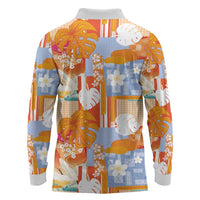 Hawaiian and Japanese Culture Together Long Sleeve Polo Shirt Palaka Japanese Art and Tropical Motif Tribal Patchwork LT03 - Polynesian Pride