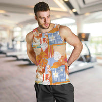 Hawaiian and Japanese Culture Together Men Tank Top Palaka Japanese Art and Tropical Motif Tribal Patchwork LT03 Multicolor - Polynesian Pride