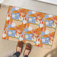 Hawaiian and Japanese Culture Together Rubber Doormat Palaka Japanese Art and Tropical Motif Tribal Patchwork LT03 - Polynesian Pride