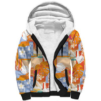 Hawaiian and Japanese Culture Together Sherpa Hoodie Palaka Japanese Art and Tropical Motif Tribal Patchwork LT03 Unisex Multicolor - Polynesian Pride