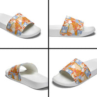 Hawaiian and Japanese Culture Together Slide Sandals Palaka Japanese Art and Tropical Motif Tribal Patchwork LT03 - Polynesian Pride