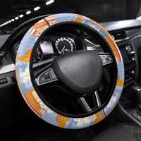 Hawaiian and Japanese Culture Together Steering Wheel Cover Palaka Japanese Art and Tropical Motif Tribal Patchwork LT03 Universal Fit Multicolor - Polynesian Pride
