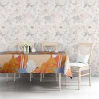 Hawaiian and Japanese Culture Together Tablecloth Palaka Japanese Art and Tropical Motif Tribal Patchwork