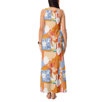 Hawaiian and Japanese Culture Together Tank Maxi Dress Palaka Japanese Art and Tropical Motif Tribal Patchwork LT03 - Polynesian Pride