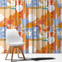 Hawaiian and Japanese Culture Together Window Curtain Palaka Japanese Art and Tropical Motif Tribal Patchwork LT03 - Polynesian Pride