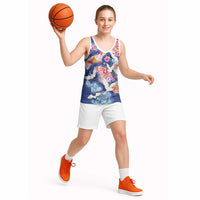 Hawaiian and Japanese Culture Together Basketball Jersey Hawaiian Archipelago Shape Sea Animals