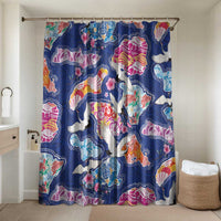Hawaiian and Japanese Culture Together Bathroom Set Hawaiian Archipelago Shape Sea Animals