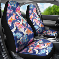 Hawaiian and Japanese Culture Together Car Seat Cover Hawaiian Archipelago Shape Sea Animals