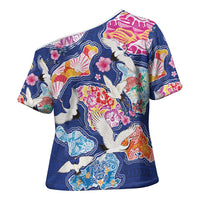 Hawaiian and Japanese Culture Together Cross Shoulder Shirt Hawaiian Archipelago Shape Sea Animals