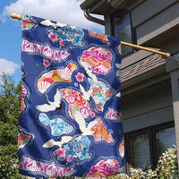 Hawaiian and Japanese Culture Together Garden Flag Hawaiian Archipelago Shape Sea Animals