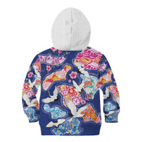 Hawaiian and Japanese Culture Together Kid Hoodie Hawaiian Archipelago Shape Sea Animals LT03 - Polynesian Pride