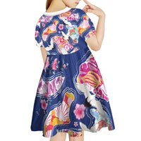Hawaiian and Japanese Culture Together Kid Short Sleeve Dress Hawaiian Archipelago Shape Sea Animals LT03 - Polynesian Pride