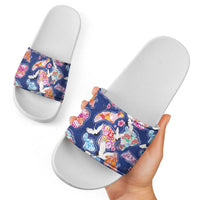 Hawaiian and Japanese Culture Together Slide Sandals Hawaiian Archipelago Shape Sea Animals