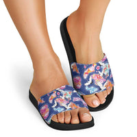 Hawaiian and Japanese Culture Together Slide Sandals Hawaiian Archipelago Shape Sea Animals