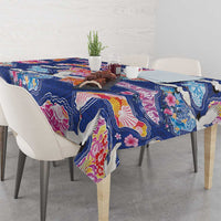 Hawaiian and Japanese Culture Together Tablecloth Hawaiian Archipelago Shape Sea Animals