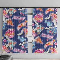 Hawaiian and Japanese Culture Together Window Curtain Hawaiian Archipelago Shape Sea Animals
