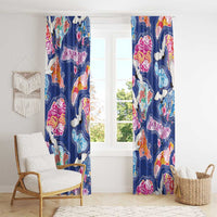 Hawaiian and Japanese Culture Together Window Curtain Hawaiian Archipelago Shape Sea Animals