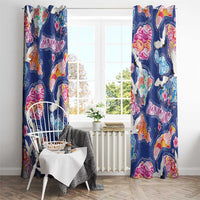 Hawaiian and Japanese Culture Together Window Curtain Hawaiian Archipelago Shape Sea Animals